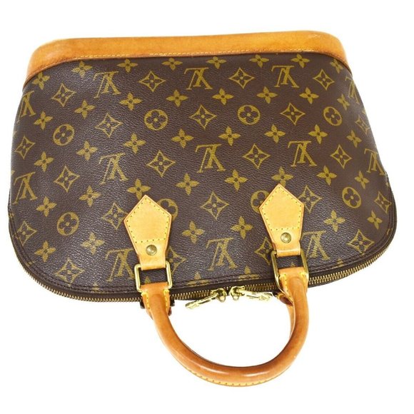 Authentic LOUIS VUITTON LV Logo Alma Hand Bag Monogram Leather Brown France - Picture 13 of 16